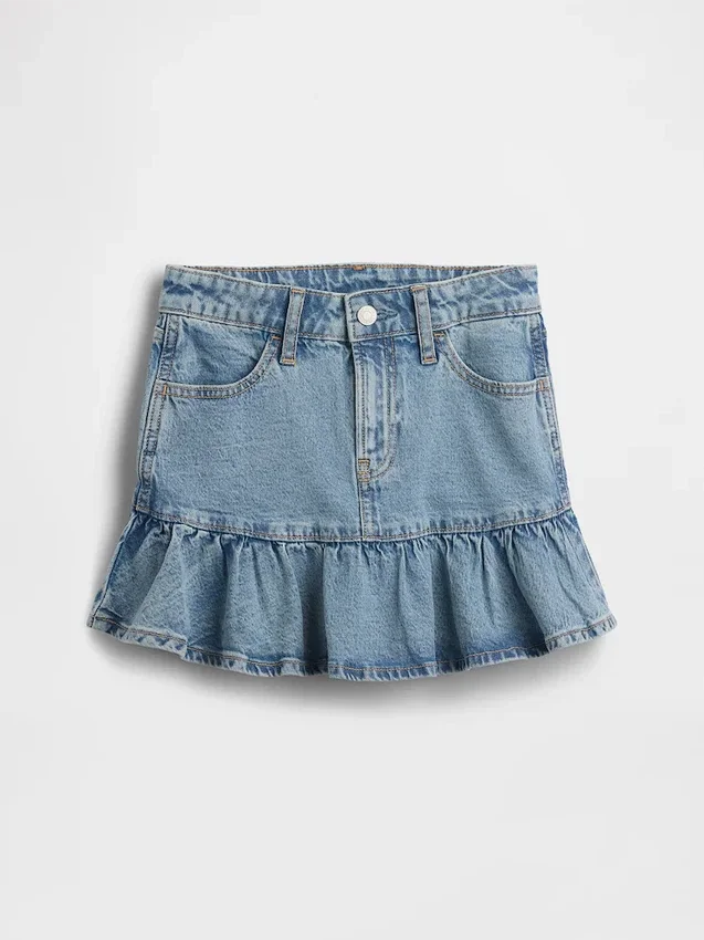 Çocuk Denim Fırfırlı Etek