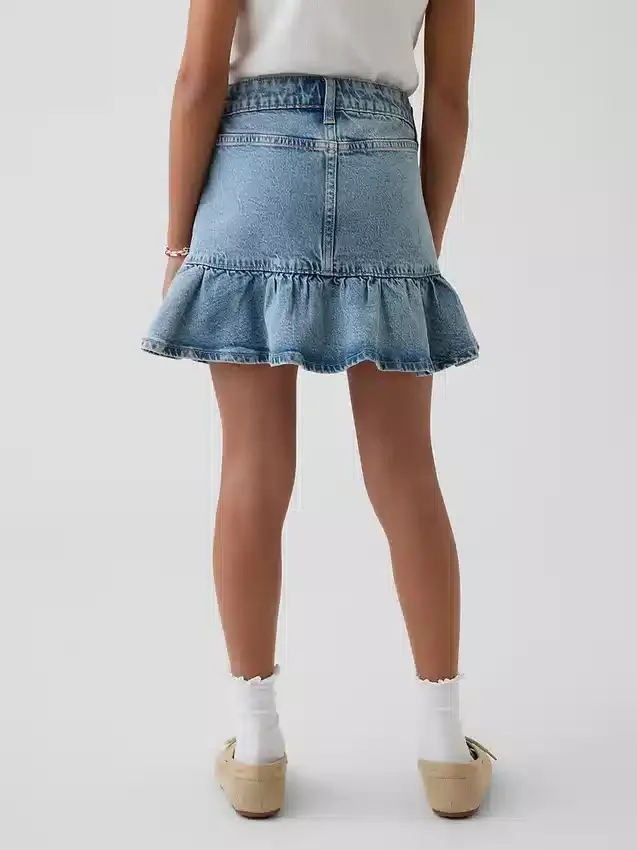 Çocuk Denim Fırfırlı Etek