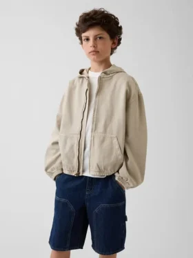 Çocuk Denim Gevşek Kesim Kapüşonlu Ceket