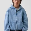 Çocuk Denim Gevşek Kesim Kapüşonlu Ceket