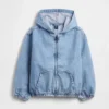 Çocuk Denim Gevşek Kesim Kapüşonlu Ceket