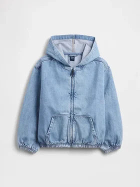 Çocuk Denim Gevşek Kesim Kapüşonlu Ceket