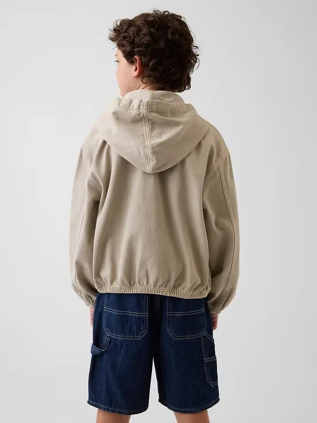 Çocuk Denim Gevşek Kesim Kapüşonlu Ceket
