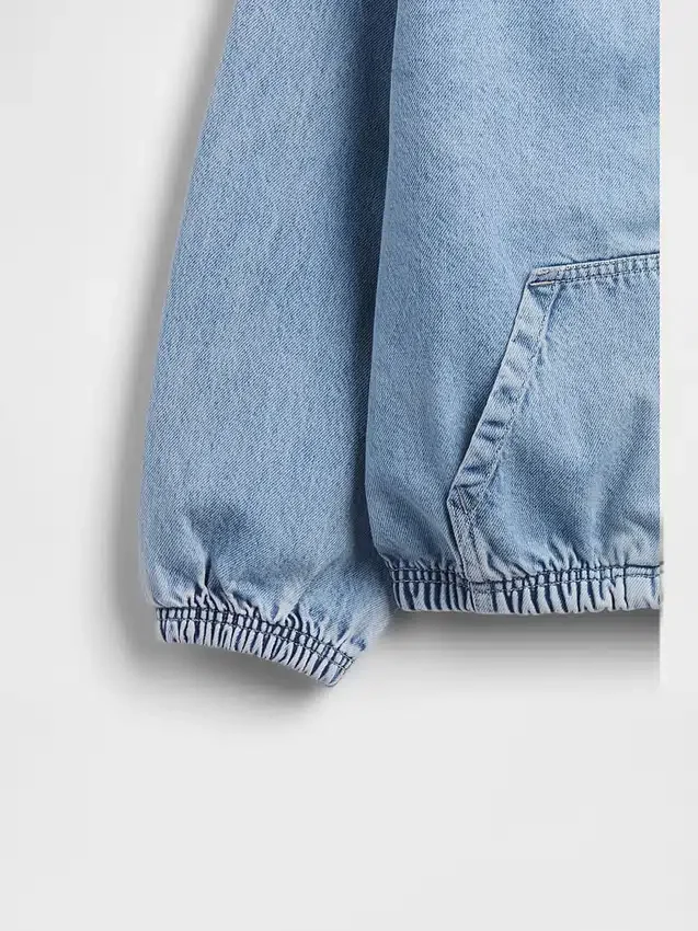 Çocuk Denim Gevşek Kesim Kapüşonlu Ceket