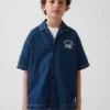 Çocuk Denim Gevşek Kesim New York Logolu Gömlek