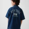 Çocuk Denim Gevşek Kesim New York Logolu Gömlek