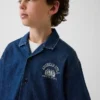 Çocuk Denim Gevşek Kesim New York Logolu Gömlek