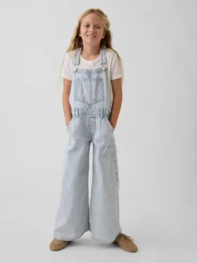 Çocuk Denim Çizgili Bol Kesim Tulum