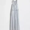 Çocuk Denim Çizgili Bol Kesim Tulum