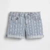 Çocuk Denim Çizgili Midi Şortlar