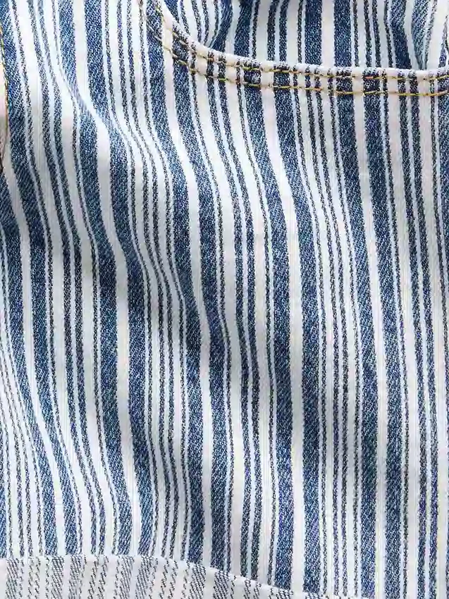Çocuk Denim Çizgili Midi Şortlar