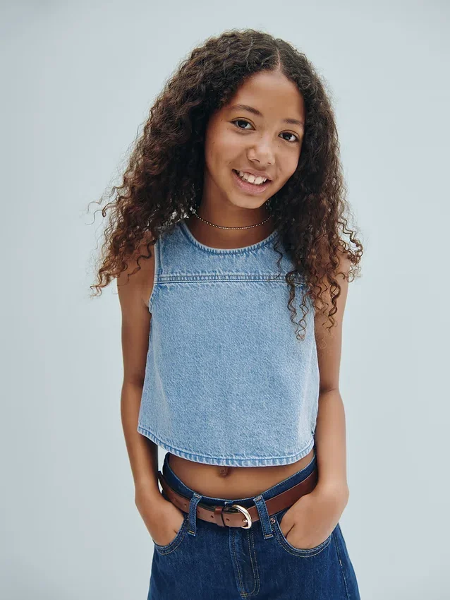 Çocuk Denim Kabuklu Tank Top