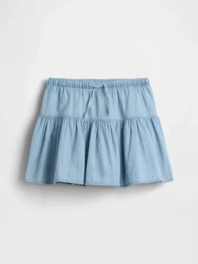 Çocuk Denim Katlı Etek-Şort