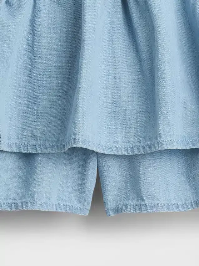 Çocuk Denim Katlı Etek-Şort