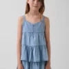 Çocuk Denim Katlı Tank Top
