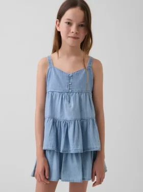 Çocuk Denim Katlı Tank Top