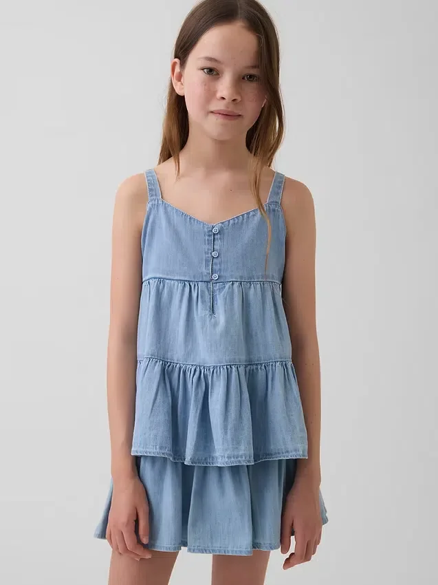 Çocuk Denim Katlı Tank Top