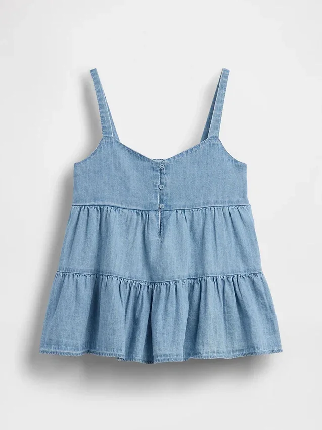Çocuk Denim Katlı Tank Top