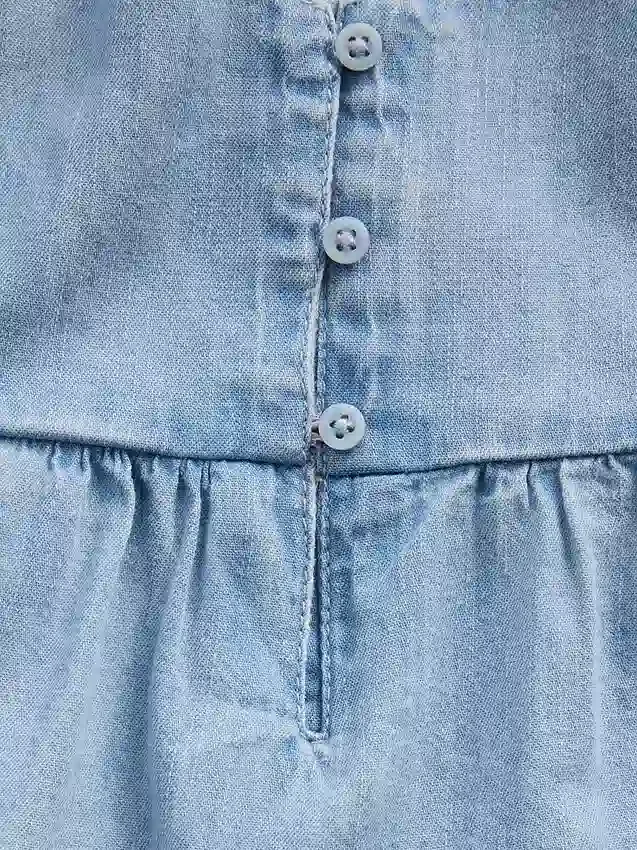 Çocuk Denim Katlı Tank Top