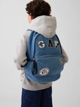 Çocuk Denim Logo Yama Sırt Çantası