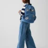 Çocuk Denim Logo Yama Sırt Çantası