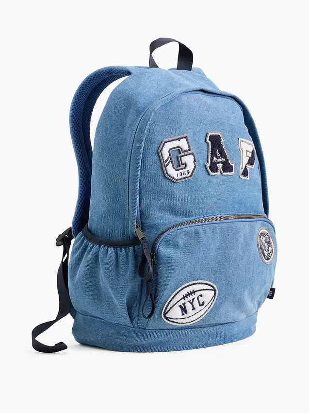 Çocuk Denim Logo Yama Sırt Çantası