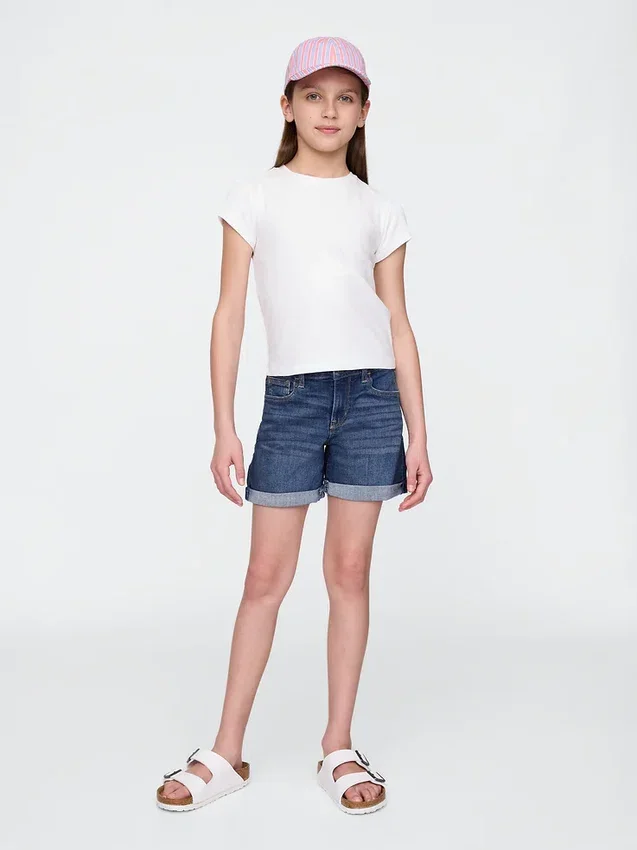 Çocuk Denim Midi Şortlar