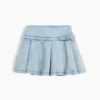 Çocuk Denim Pileli Mini Etek