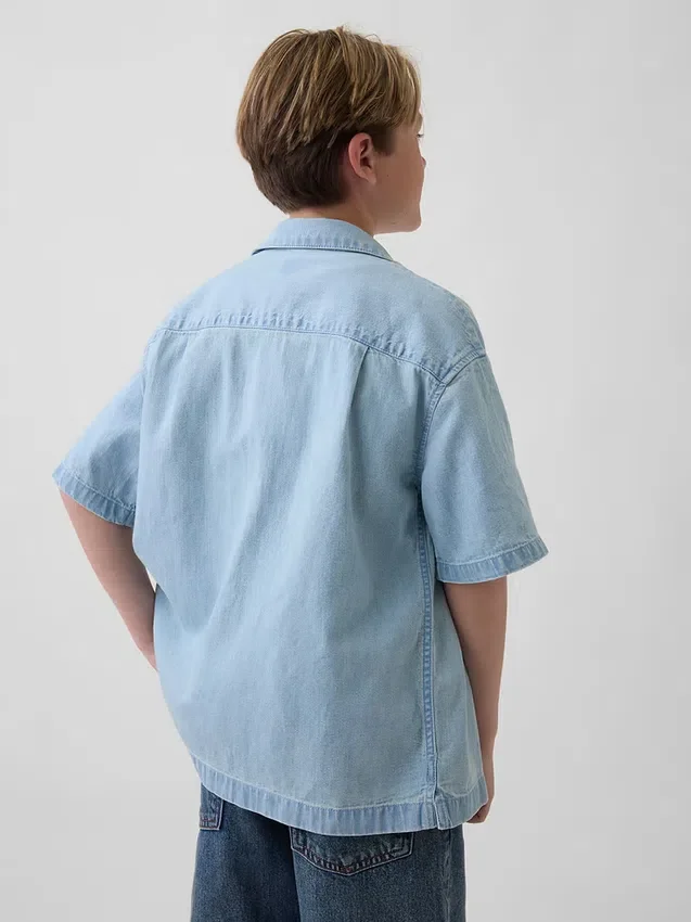 Çocuk Denim Rahat Gömlek