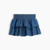 Çocuk Denim Smoklu Mini Etek-Şort