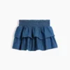 Çocuk Denim Smoklu Mini Etek-Şort