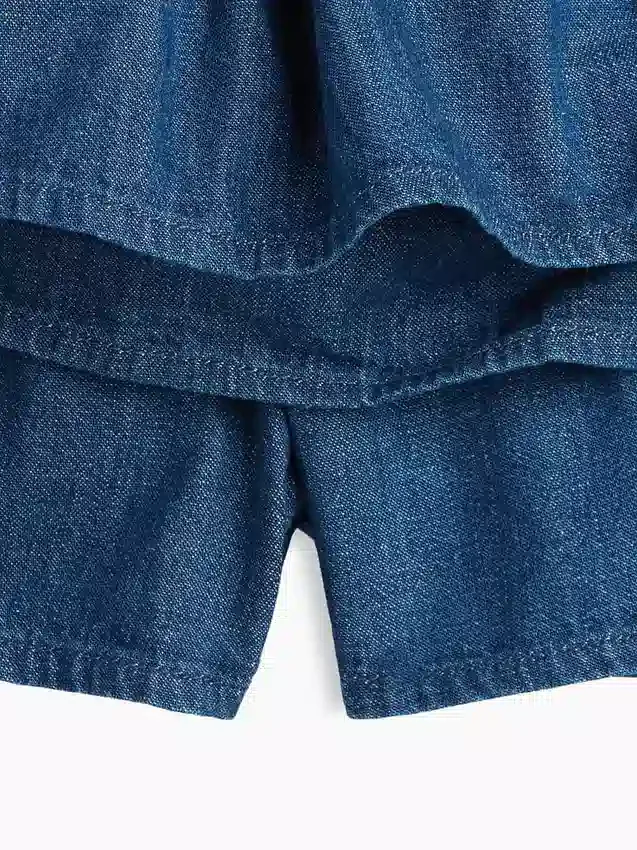 Çocuk Denim Smoklu Mini Etek-Şort