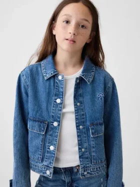 Çocuk Denim Yama Cepli Ceket
