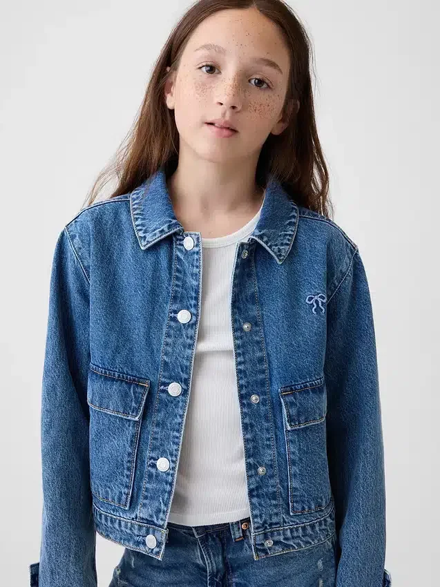 Çocuk Denim Yama Cepli Ceket