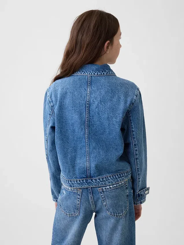 Çocuk Denim Yama Cepli Ceket