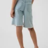 Çocuk Düşük Bel Uzun Kesim Denim Şortlar