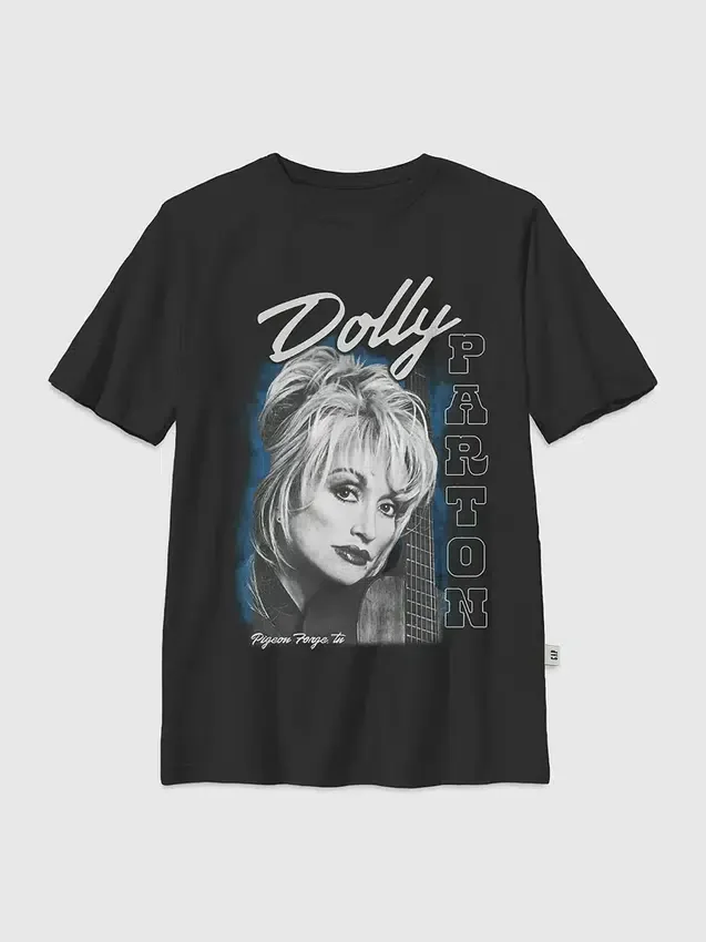 Çocuk Dolly Parton Gitar Portresi Büyük Boy Grafik Tişört
