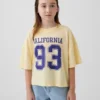 Çocuk Eyalet Logolu Oversized Kutu Kesim Tişört