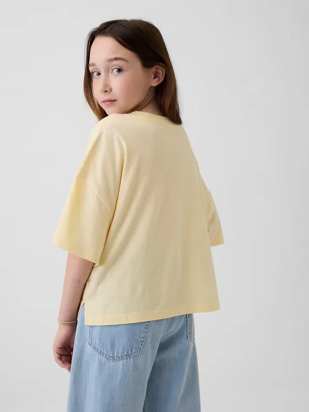 Çocuk Eyalet Logolu Oversized Kutu Kesim Tişört