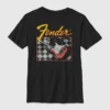 Çocuk Fender Kareli Gitar Tişörtü