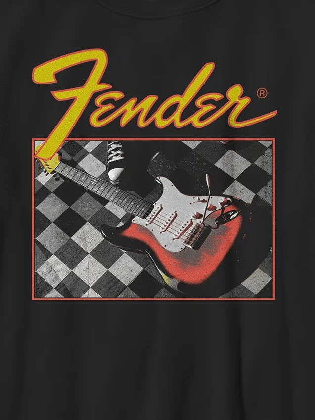 Çocuk Fender Kareli Gitar Tişörtü