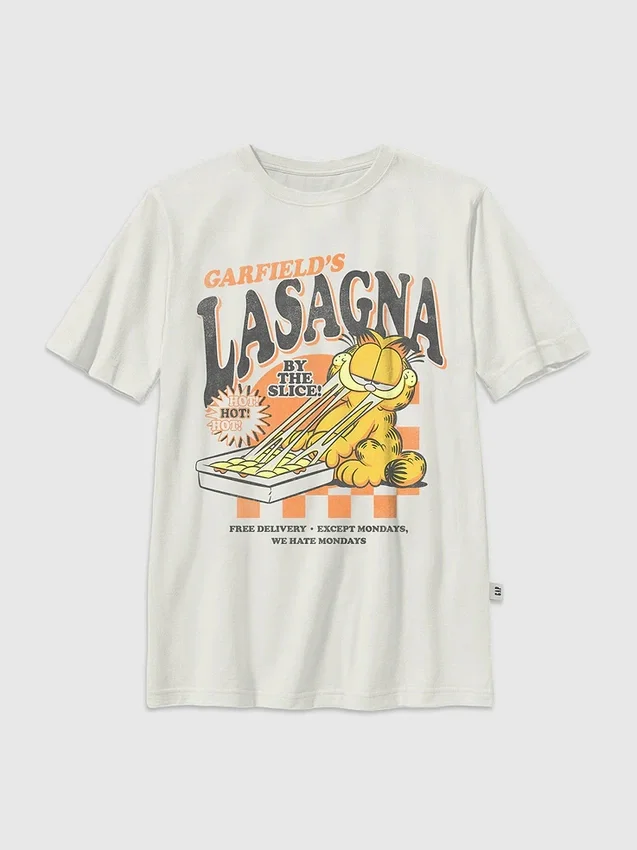 Çocuk Garfield Lazanya Desenli Tişört