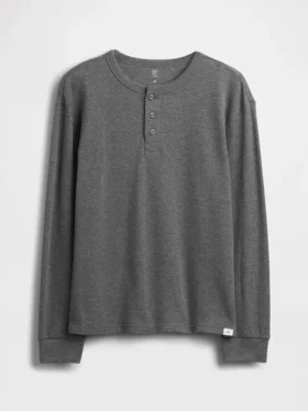 Çocuk Gevşek Kesim Henley Tişört