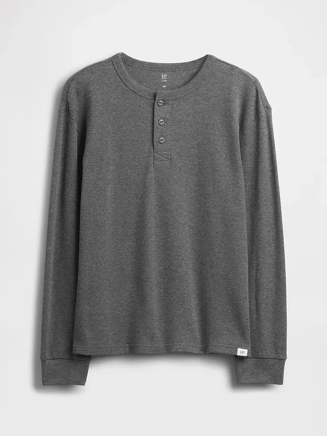Çocuk Gevşek Kesim Henley Tişört