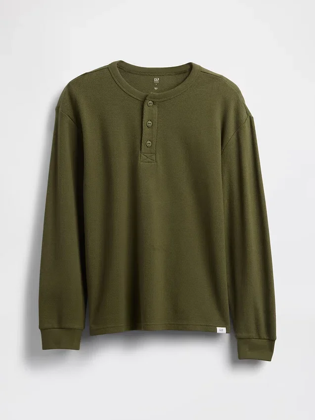 Çocuk Gevşek Kesim Henley Tişört
