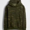 Çocuk Gevşek Kesim Kamuflaj Kapüşonlu Sweatshirt