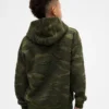 Çocuk Gevşek Kesim Kamuflaj Kapüşonlu Sweatshirt