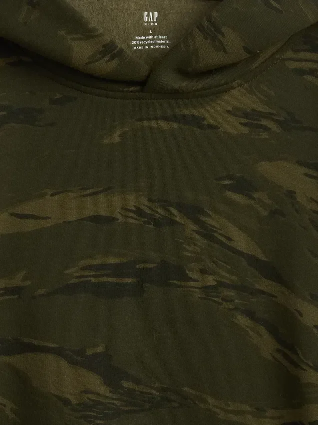 Çocuk Gevşek Kesim Kamuflaj Kapüşonlu Sweatshirt