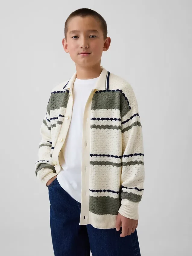 Çocuk Gevşek Polo Tişört Kazak
