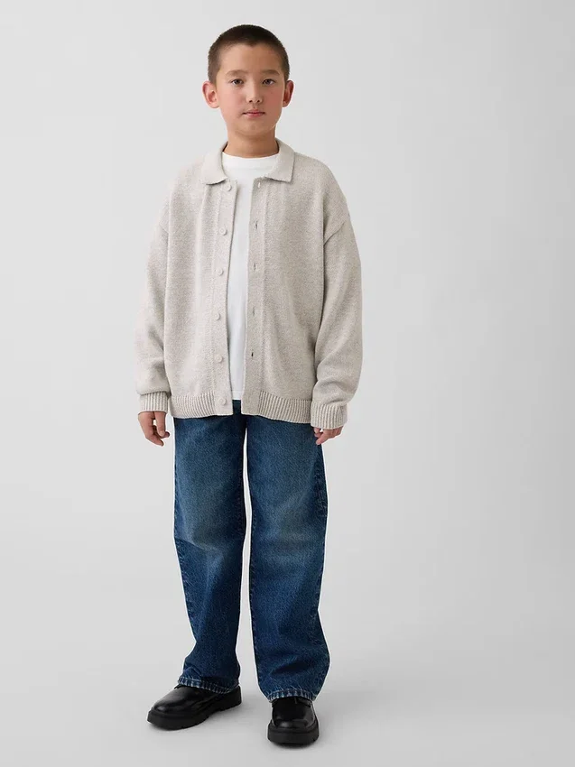 Çocuk Gevşek Polo Tişört Kazak